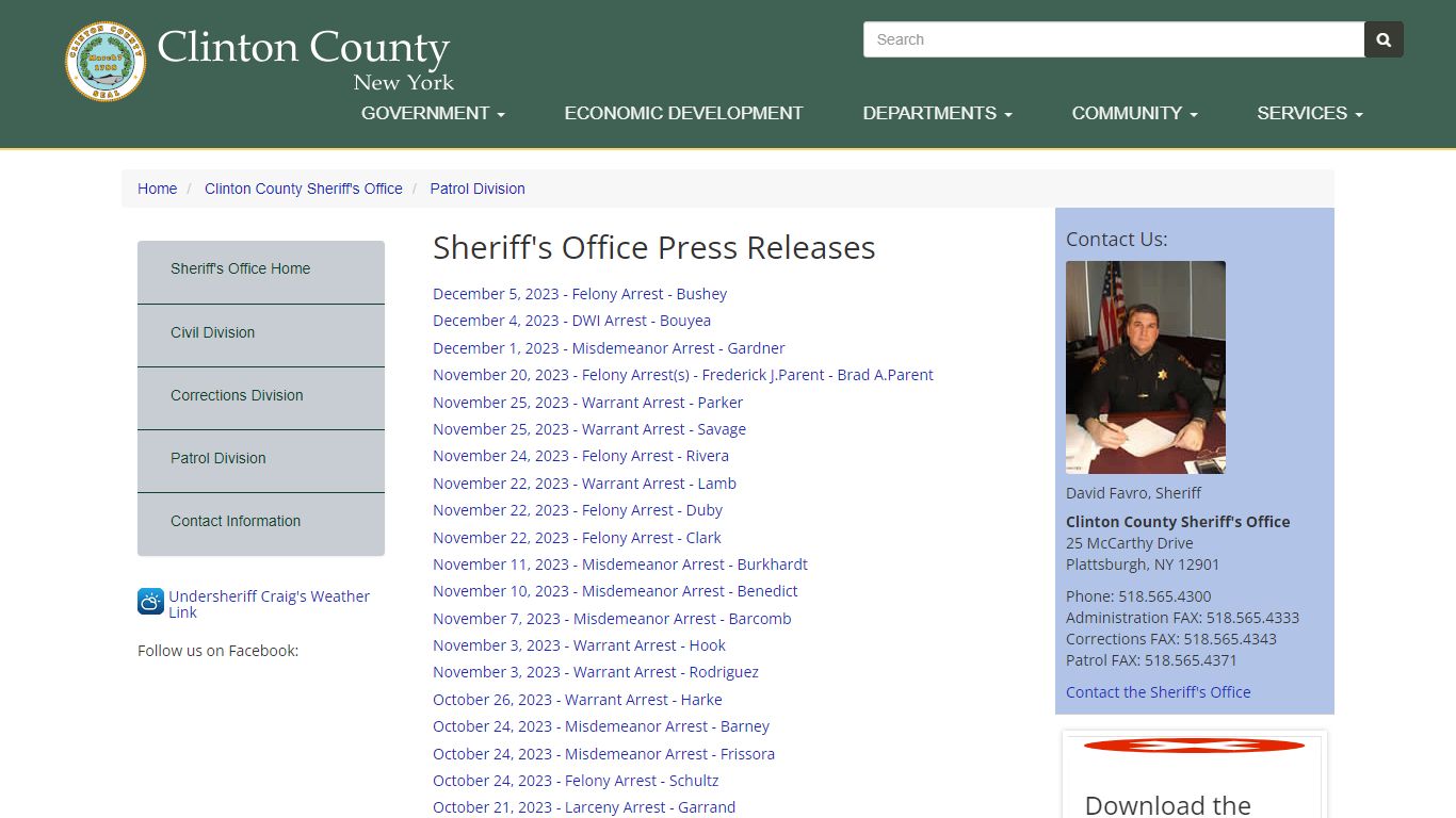 Sheriff's Office Press Releases | Clinton County New York